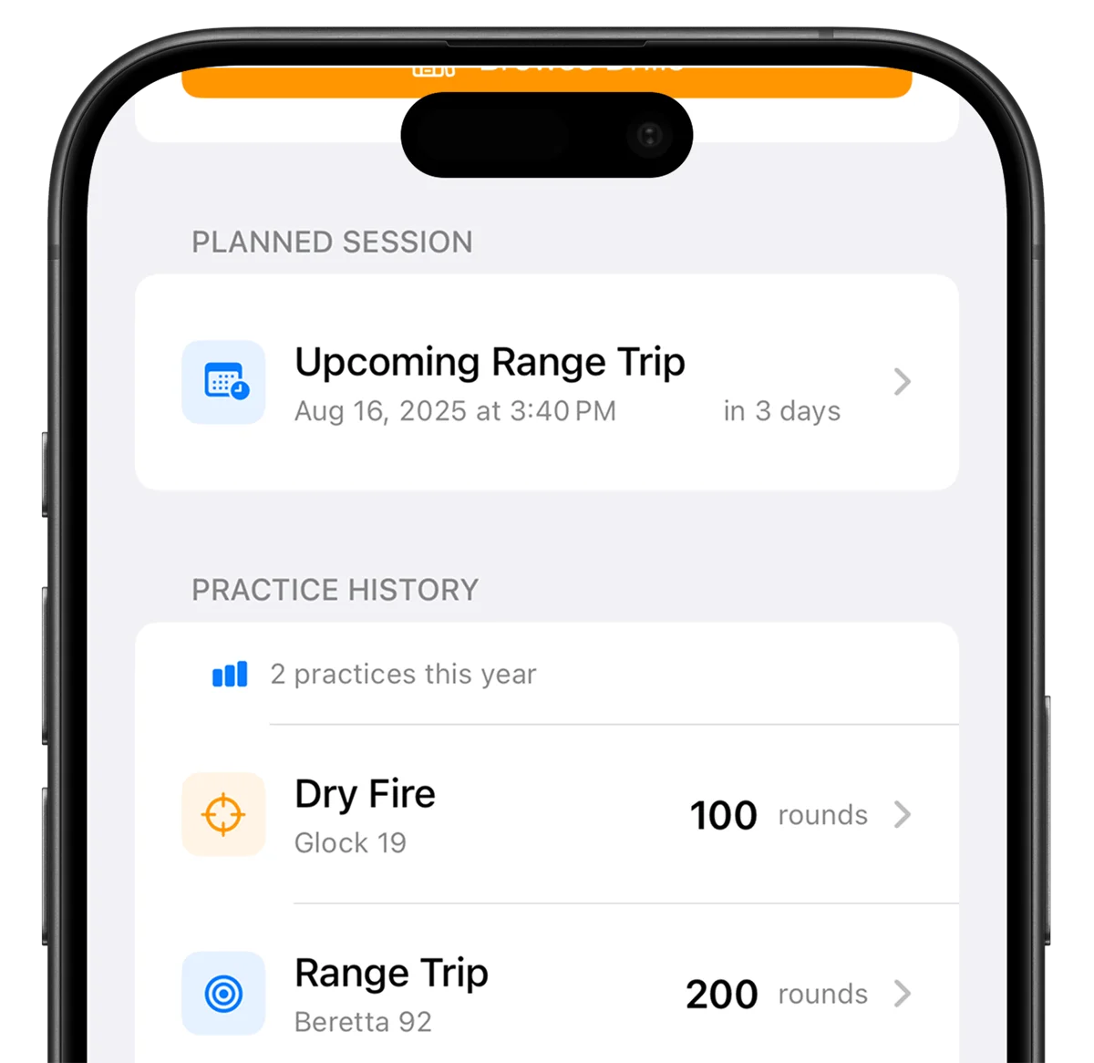 Range session logging screen